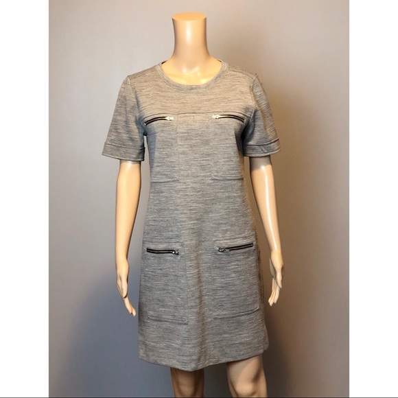 J crew grey pocket zip wool short sleeve dress - Picture 3 of 8